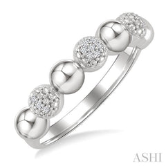 4 MM Bold Bead and 1/20 Ctw Round Cut Diamond Fashion Ring in Sterling Silver
