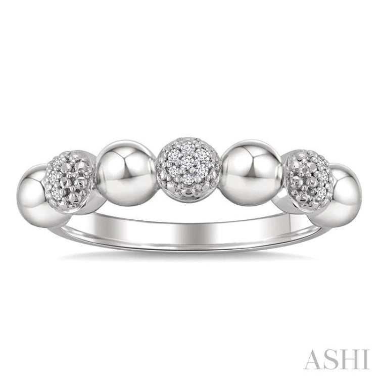 4 MM Bold Bead and 1/20 Ctw Round Cut Diamond Fashion Ring in Sterling Silver