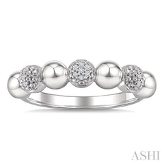 4 MM Bold Bead and 1/20 Ctw Round Cut Diamond Fashion Ring in Sterling Silver