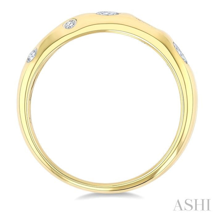 1/3 Ctw Bezel Set Mixed Shape Diamond Cut Fashion Band in 14K Yellow Gold