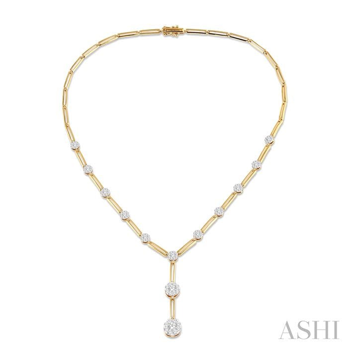 2 Ctw Lovebright Round Cut Diamond Elongated Link Necklace in 14K Yellow and White Gold