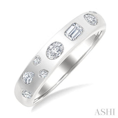 1/3 Ctw Bezel Set Mixed Shape Diamond Cut Fashion Band in 14K White Gold