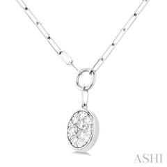 1/4 Ctw Lovebright Oval Shape Round Cut Diamond Paperclip Necklace in 14K White Gold